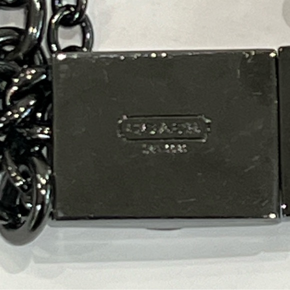 NWOT COACH Op-Art Gunmetal Multi-Chain 3-Strand Tiered Necklace Crystal Clasp - Picture 14 of 16